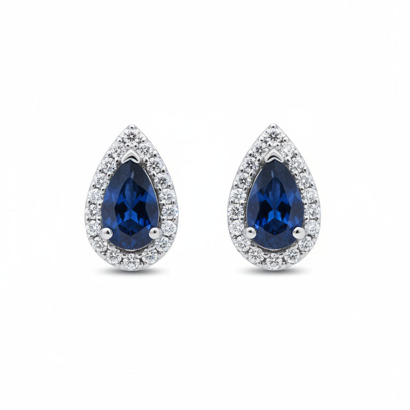 Royal Blue Sapphire Pear Earrings, 0.70ct Main image