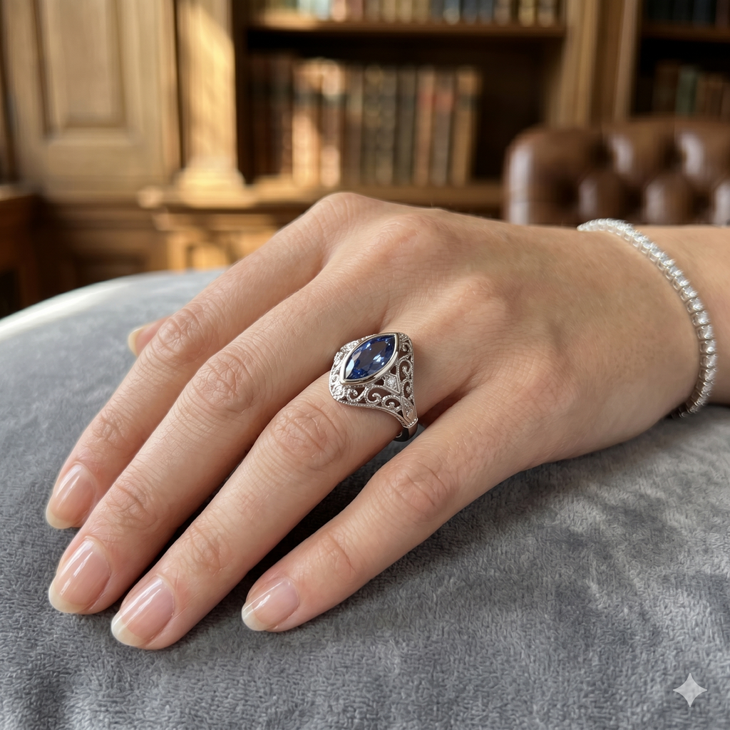 Ceylon Blue Sapphire Marquise, 1.24ct